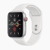 Refurbished Apple Watch Series 5 44 mm aluminium zilver 4G met wit sportbandje
