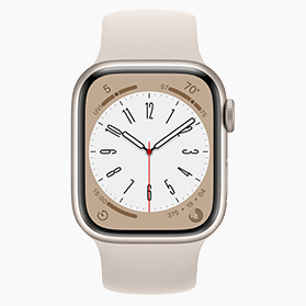 Refurbished Apple Watch Series 8 45mm aluminium sterrenlicht wifi met antique wit sportbandje                            
                            