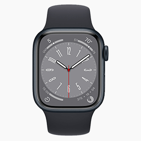 Refurbished Apple Watch Series 8 45mm aluminium zwart 4G met zwart sportbandje                            
                            
                            