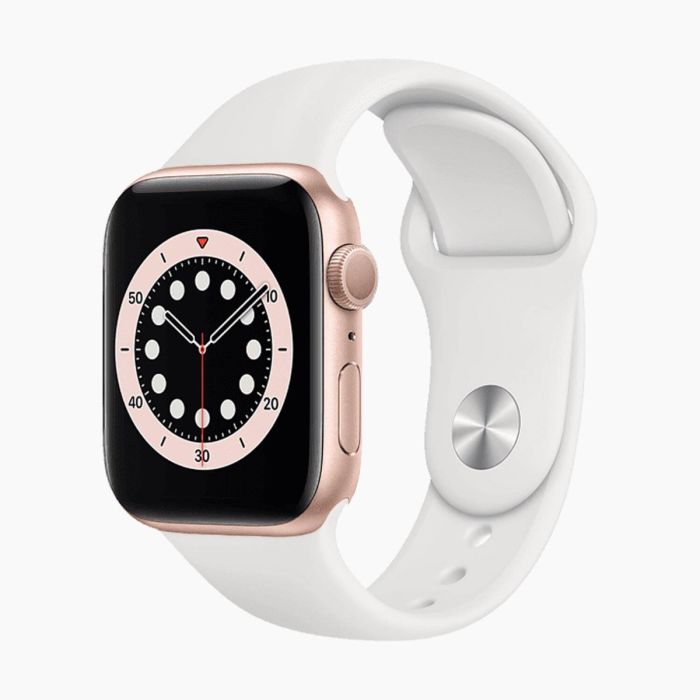 Apple Watch Series 6 44 mm aluminium goud wifi met wit sportbandje