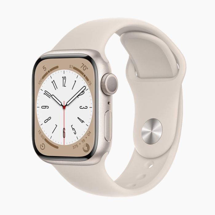 Refurbished Apple Watch Series 8 45mm aluminium sterrenlicht 4G met antique wit sportbandje                                
                            
                            