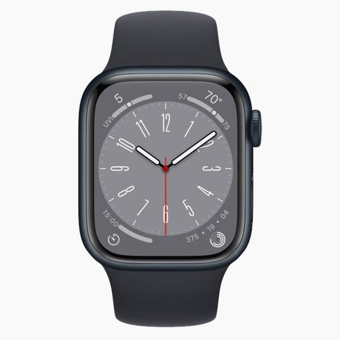 Refurbished Apple Watch Series 8 45mm aluminium zwart wifi met zwart sportbandje                            
                            
