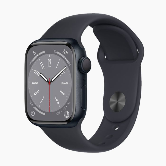 Refurbished Apple Watch Series 8 45mm aluminium zwart wifi met zwart sportbandje                            
                            