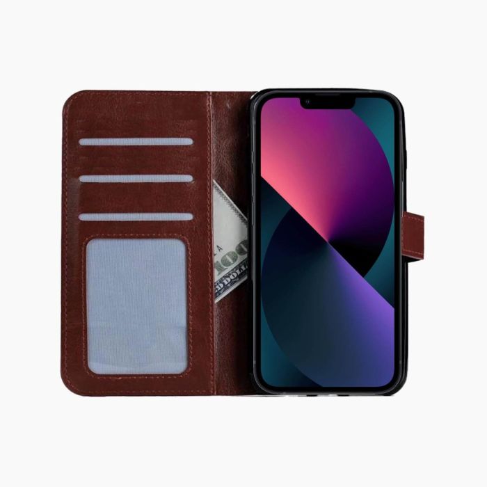Bookcase bruin voor iPhone 13 Mini