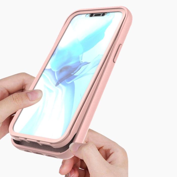 iPhone 12 screenprotector & roze hoes