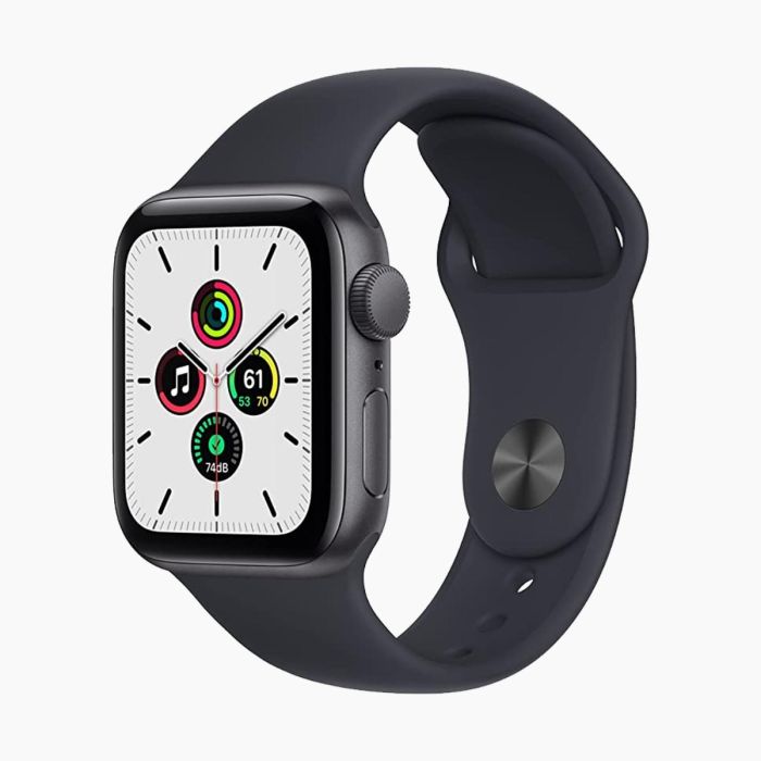 Refurbished Apple Watch SE 2020 40 mm aluminium zwart wifi met zwart sportbandje           