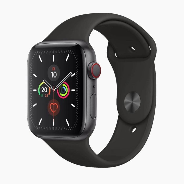 Refurbished Apple Watch Series 5 44 mm aluminium zwart 4G met zwart sportbandje