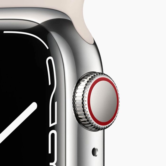 Refurbished Apple Watch Series 7 41mm aluminium zilver 4G met wit sportbandje                            