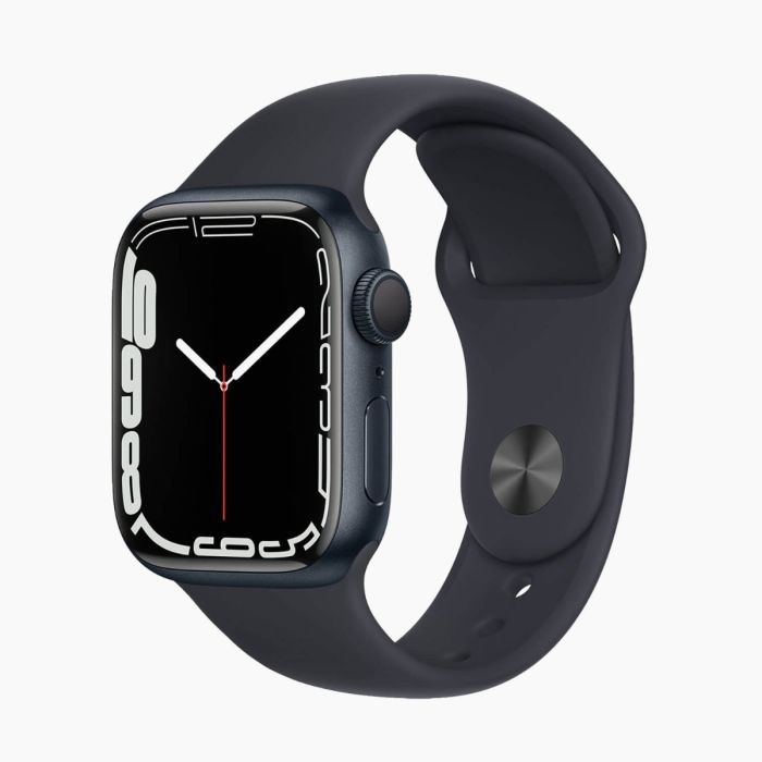 Refurbished Apple Watch Series 7 45mm aluminium zwart wifi met zwart sportbandje                            