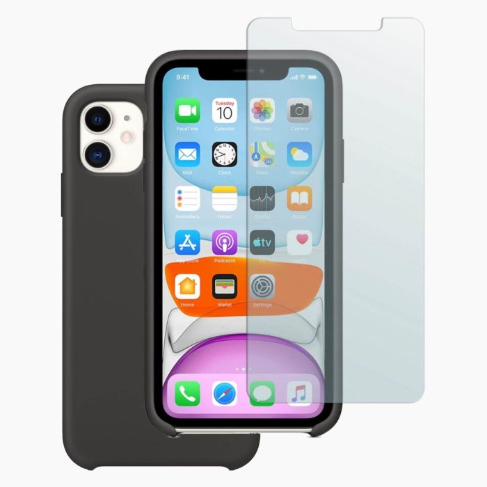 iPhone 11 screenprotector en siliconen hoesje zwart