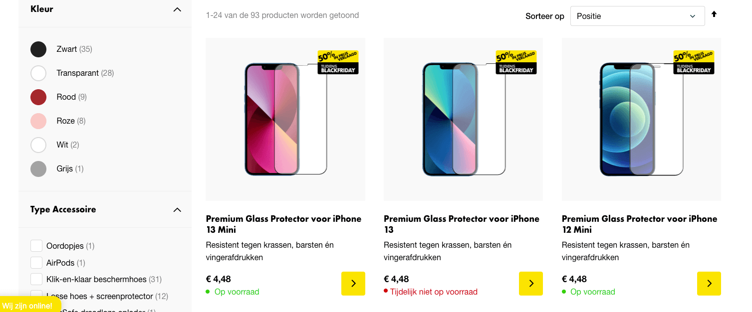 50 procent korting op accessoires tijdens black friday