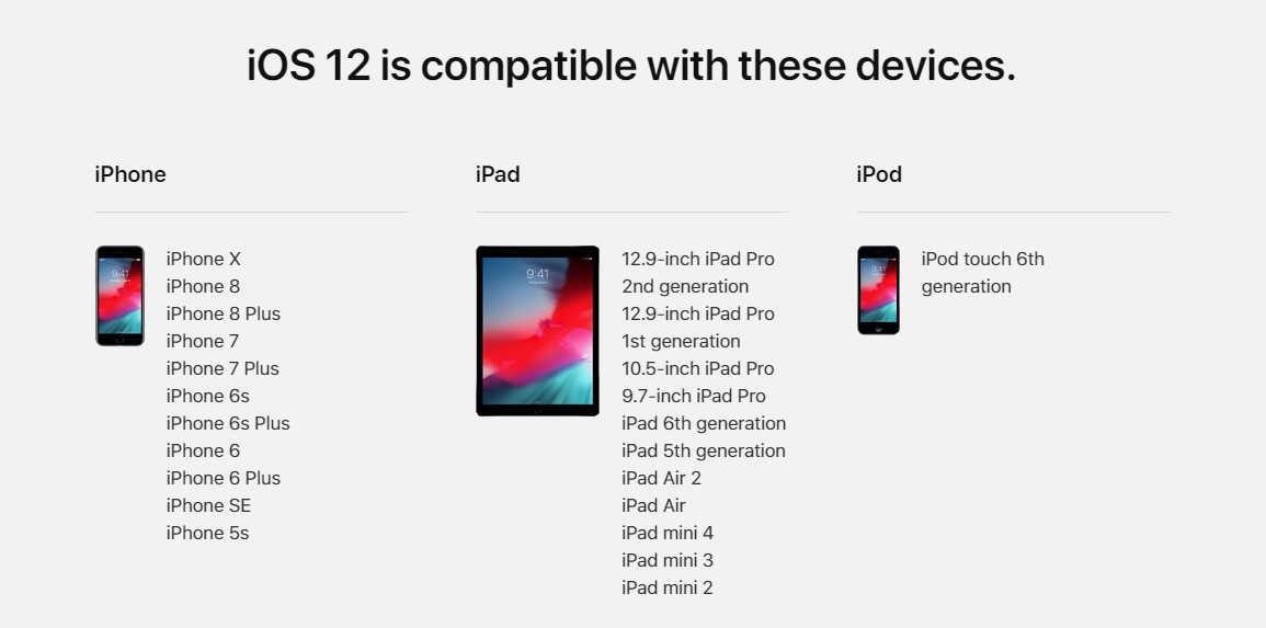 iOS 12 compatible devices